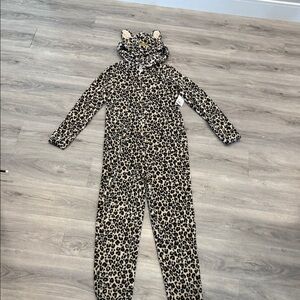 Leopard Print Hooded Onesie size small NWT